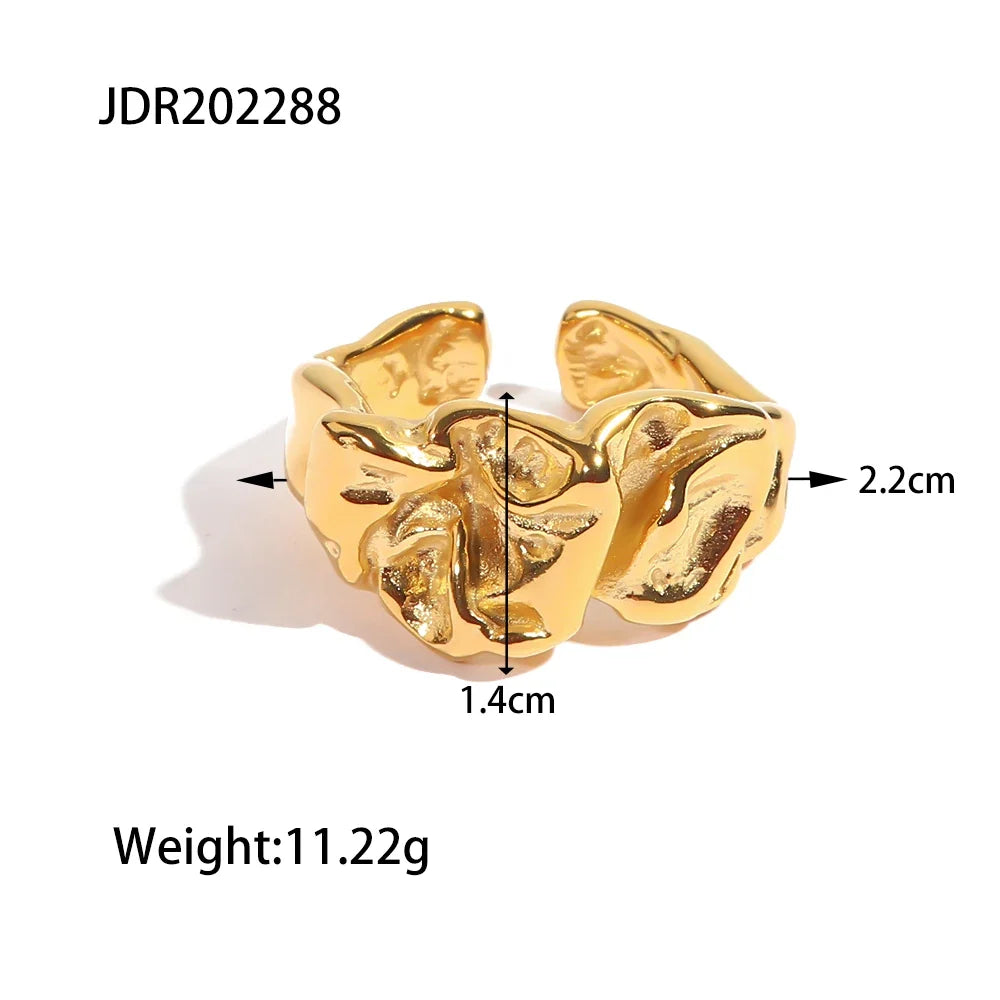 Youthway Vintage Lava Texture Stainless Steel Metal Waterproof Ring for Women Fashion Charm Jewelry New