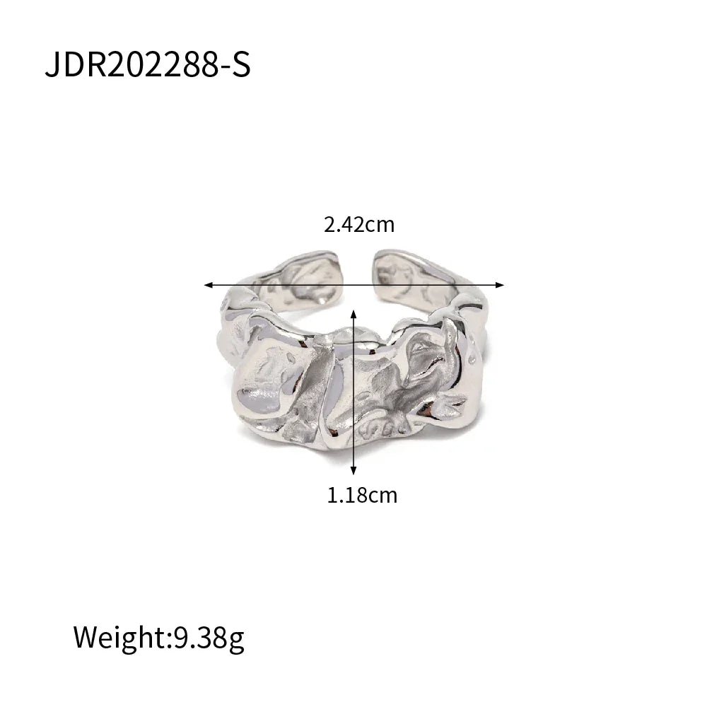 Youthway Vintage Lava Texture Stainless Steel Metal Waterproof Ring for Women Fashion Charm Jewelry New