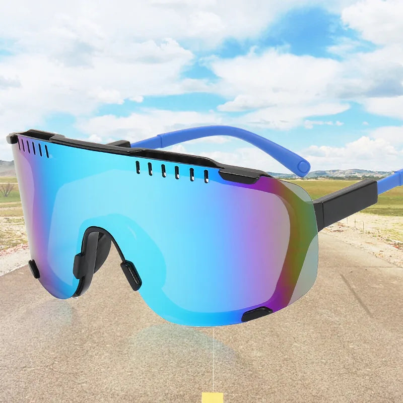 Sports Sunglasses Men Cycling Glasses Mirrored Outdoor Riding Goggles Anti-UV Shades Eyewear Windproof Hiking Driving Eyeglasses