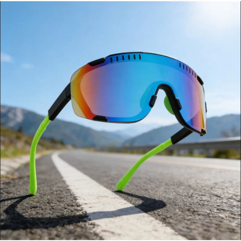 Sports Sunglasses Men Cycling Glasses Mirrored Outdoor Riding Goggles Anti-UV Shades Eyewear Windproof Hiking Driving Eyeglasses